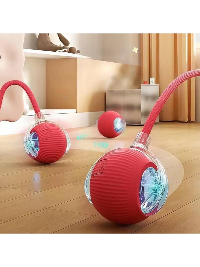 HakdemPet Akıllı Kedi Oyuncağı, USB Şarjlı, LED Işıklı, 3 Modlu, Otomatik Yuvarlanan Top