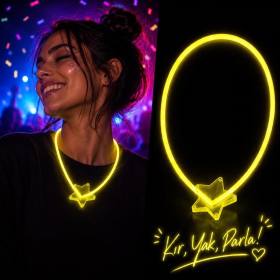 Glow Yıldız Kolye Neon Fosforlu Işıklı Kolye Sarı Renk