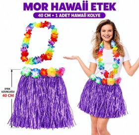 Luau Aloha Mor Hawaii Etek 40 cm ve 4’lü Hawaii Seti