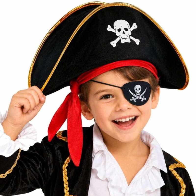 Kaptan Jack Çocuk Korsan Şapkası ve Vinleks Deri Göz Bandı