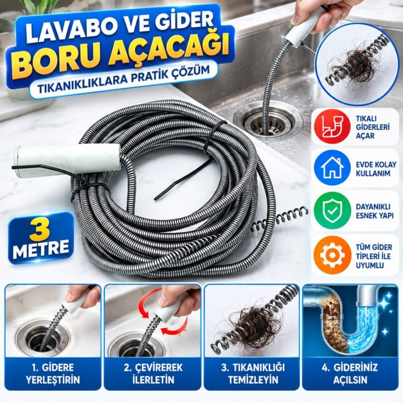 Lavabo Ve Gider Boru Açacağı (3 Metre)