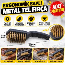 Metal Tel Fırça Plastik Saplı Pas Kir Sökme Temizleme Fırçası (adet fiyatıdır)
