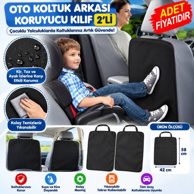 Oto Koltuk Arkası Koruyucu Kılıf 2li Araba Koltuk Arkası Kılıfı