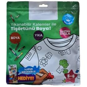 Kalem Hediyeli Boyanabilir Tişört 5-6 Yaş