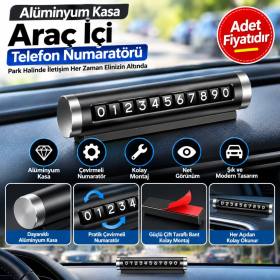 Alüminyum Kasa Siyah Renk Çevirmeli Araç Içi Telefon Numaratörü Park Oto Numaratörü (adet fiyatıdır)
