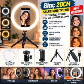8inç 20cm Youtube Instagram Tiktok Selfie Stüdyo Video Fotoğraf Ring Light Tripod Led Halk