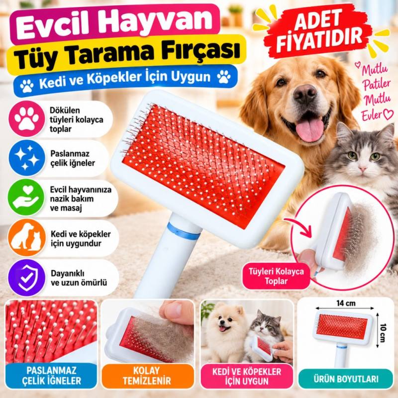 Paslanmaz Evcil Hayvan Kedi Köpek Tüy Tarama Toplama Fırçası Kolay Temizlenir Bakım Aleti(adet fiyatıdır)