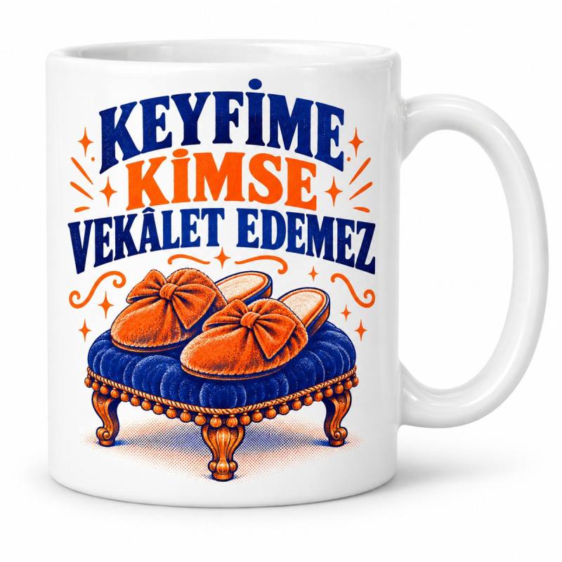 Keyif Yetkisi Tasarımlı Porselen Kupa - MODEL 1207