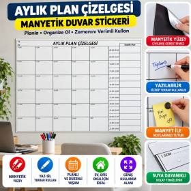 Aylık Planlayıcı Manyetik Duvar Stickerı Takvim Plan Çizelgesi