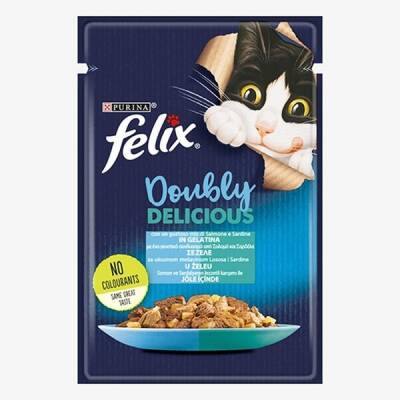 Pouch Çifte Lezzet Somonlu ve Sardalyalı Yetişkin Kedi Konservesi 26 Adet 85 Gr