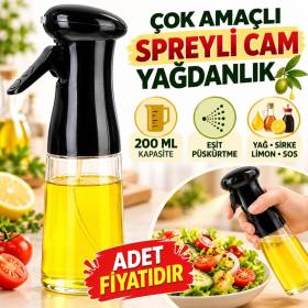Çok Amaçlı Cam Şişe Püskürtmeli Dağıtıcı Yağdanlık Limonluk Sirke Sosluk Spreyi Siyah (adet fiyatıdır)