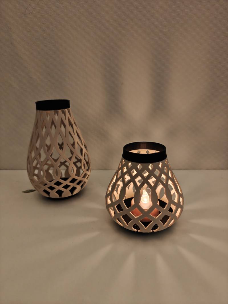 3D Baskı Modern Izgara Desenli Rüzgar Feneri Tealight Mumluk Dekoratif Mum Tutucu