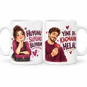 Aşkın Ufak Arızası 2'li Porselen Kupa Seti - MODEL 1233