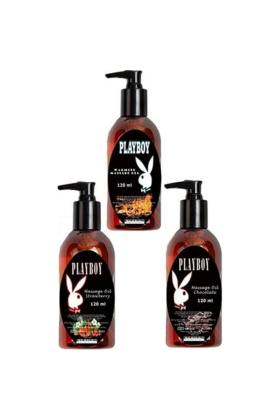 Playboy 3 Adet Playboy Çilek Aromalı Kokulu Ve Isıtıcılı Rahatlatıcılı Vücut Masaj Yağı