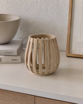 3D Baskı Japandi Tarzı Lamel Desenli Tealight Mumluk Minimalist Rüzgar Feneri