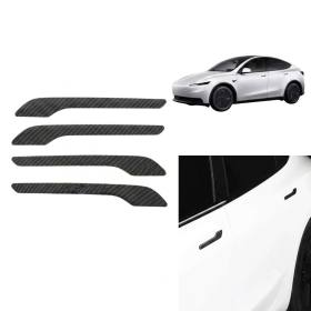 Tesla Model 3 Y Uyumlu Karbon Dış Kapı Kolu Koruyucu Kaplama Seti 4 lü Siyah