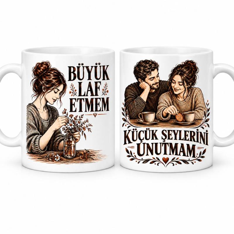 Sevginin Kısık Sesi 2'li Porselen Kupa Seti - MODEL 1245