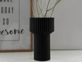 3D Baskı Modern Dekoratif Çiçek Vazosu - Minimal Silindir Tasarımlı Masaüstü Vazo, Ev ve Ofis Dekoru-Siyah