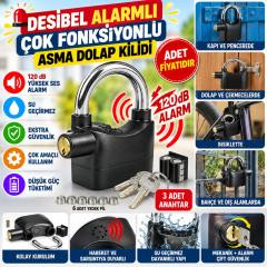 Desibel Siyah Alarmlı Çok Fonksiyonlu Ekstra Güvenlikli Kare Asma Dolap Kilidi (adet fiyatıdır)