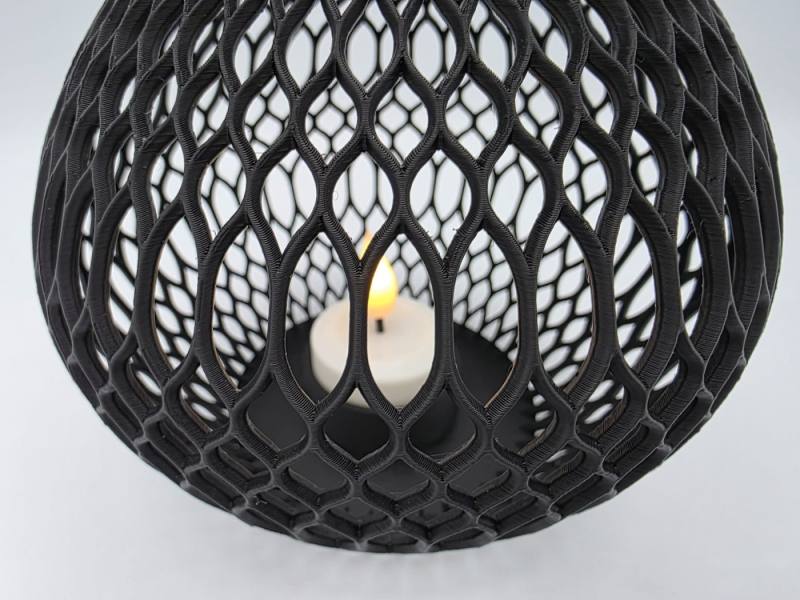 3D Baskı Izgara Desenli Büyük Boy Tealight Mumluk Dekoratif Mum Tutucu