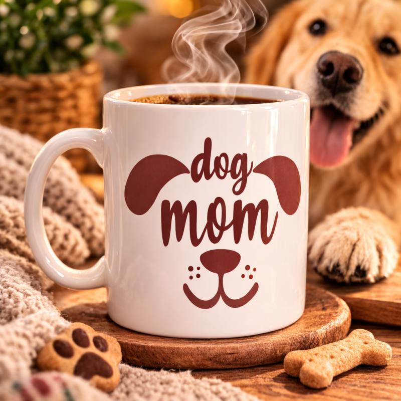 Dog Mom Kupa MODEL 185 – Köpek Annesi Temalı Porselen Kahve Kupası – Köpek Severlere Hediye Kupa