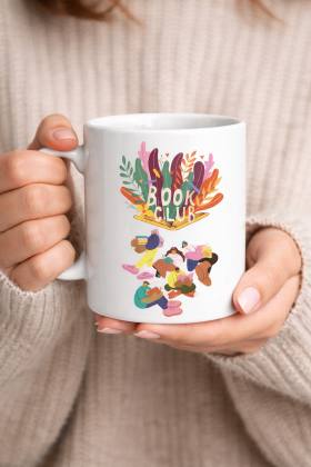 Book Club Tasarım Kupa Model 232 Kitap Severlere Özel Baskılı Seramik Kahve Kupası
