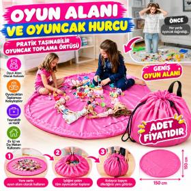 Pratik Taşınabilir Pembe Oyuncak Toplama Örtüsü Oyun Parkı Hurcu (adet fiyatıdır)