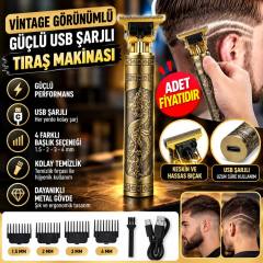 Vintage Görünümlü Güçlü 4 Farklı Başlıklı USB ŞarjlI Manuel Tıraş Makinası (adet fiyatıdır)