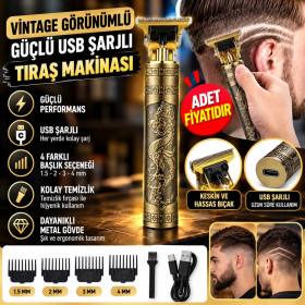 Vintage Görünümlü Güçlü 4 Farklı Başlıklı USB ŞarjlI Manuel Tıraş Makinası (adet fiyatıdır)