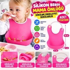 Çocuk Bebek Mama Önlüğü Dökülme Engelleyici Bükülebilir Pembe (adet fiyatıdır)