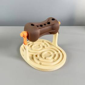 3D Baskı Labirentli Köpek ve Kedi Zeka Oyuncağı Dönen Ödül Silindirli Yavaş Yeme Aktivite - Kahverengi Krem