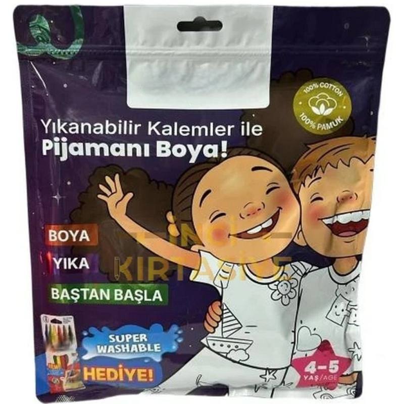 Kalem Hediyeli Boyanabilir Pijama 4-5 Yaş
