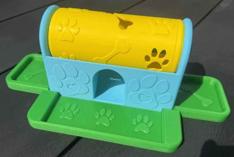 3D Baskı Köpek Ödül Mamalı Zeka Oyuncağı Döner Silindirli Ödül Dağıtıcı Sarı Mavi Yeşil