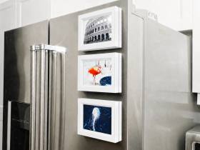 3D Baskı 3lü Magnet Fotoğraf Çerçevesi Seti - Buzdolabı İçin Mini Manyetik Resim Çerçevesi, Dekoratif Magnet-Beyaz