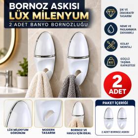 Bornoz Askısı Lüx Milenyum Bornozluk 2 Adet Banyo Bornoz Askılığı