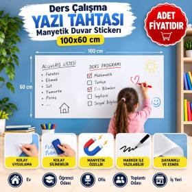 Ders Çalışma Yazı Tahtası Manyetik Duvar Stickerı 100x60 cm (adet fiyatıdır)