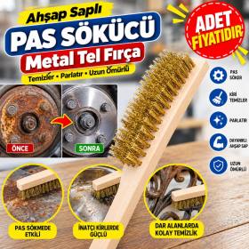 Metal Telli Fırça Ahşap Saplı Pas Kir Sökme Temizleme Fırçası (adet fiyatıdır)