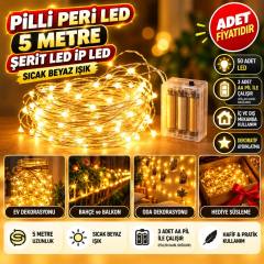 Peri Led Işık 5 Metre (Sarı) Pilli Aydınlatma Şerit Saçak Spot Süsleme