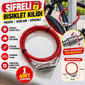 Şifreli Pratik ve Sağlam Bisiklet Kilidi (adet fiyatıdır)