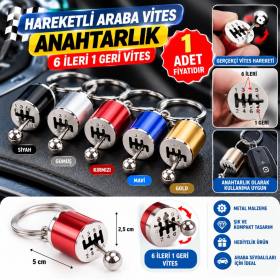 Hareketli Araba Vites Anahtarlık Altı Hız Manuel Vites Dişli Shifter Topuzu Metal Anahtarlık (adet fiyatıdır)