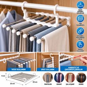 Hareketli Dolap İçi Pantolon Kravat Şal Askı Sistemi Düzenleyici Katmanlı Askılık Organizer(adet fiyatıdır)