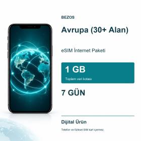 Avrupa (30+ Alan) eSIM İnternet Paketi 1 GB 7 Gün