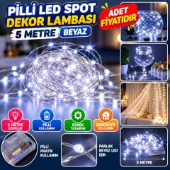 Pilli 5 metre Dekoratif Peri Led Beyaz Aydınlatma Süsleme Lambası (adet fiyatıdır)