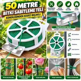 50 Metre Kendiliğinden Kesici Bıçaklı Bitki Saksı Kablo Sabitleme Teli