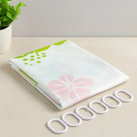 PVC Banyo Duş Perdesi 90x180 cm - 2'li, 12 Halka
