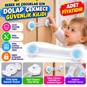 Bebek ve Çocuklar İçin Dolap Çekmece Emniyet Güvenlik Kilidi (adet fiyatıdır)