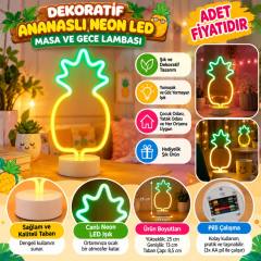 Dekoratif Ananaslı Neon Led Masa Ve Gece Lambası Hediyelik Lamba