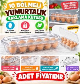 10 Bölmeli Kilitli Kapaklı Yumurtalık Saklama Kutusu YU110 (adet fiyatıdır)