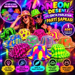 Neon Desenli UV Işıkta Parlayan Parti Şapkası – Karışık 1 Adet
