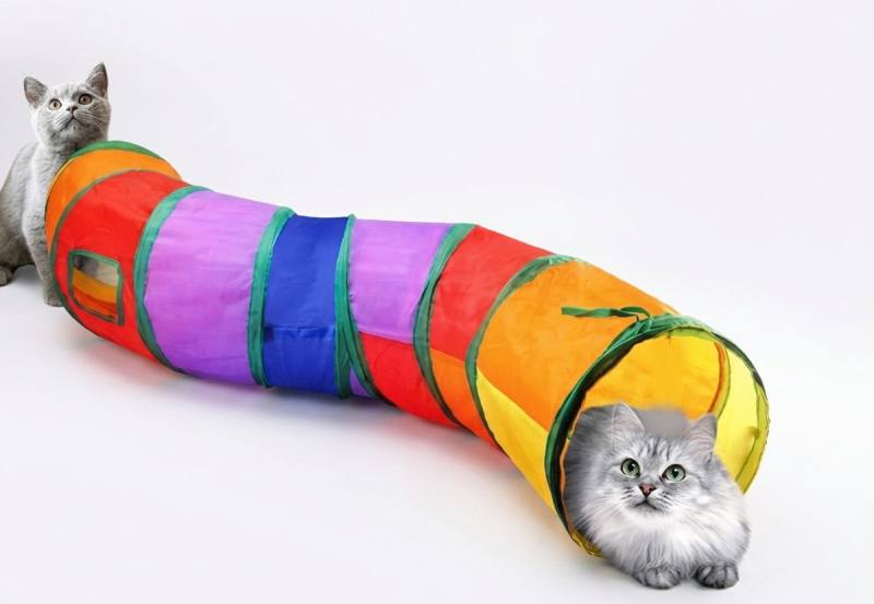 Patibon S Tünel Tasarım Kedi Oyun Tüneli Gökkuşağı 117 cm